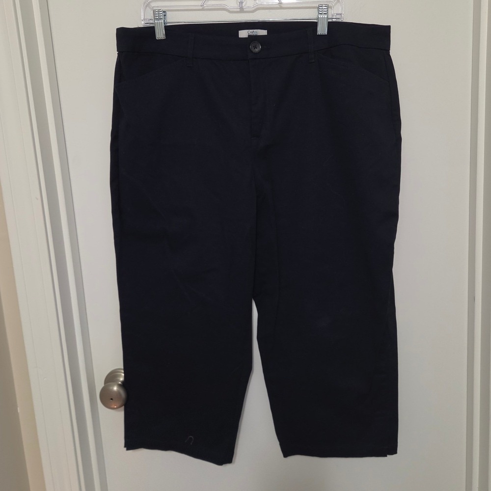 Croft & Barrow Navy Blue Capri Pants Womens 16W Cotton Stretch Cropped Trousers